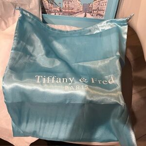 Tiffany & Fred Paris Blue Large Bag 15x17”+ Box 11x12x4.5” Storage Shoes Boots